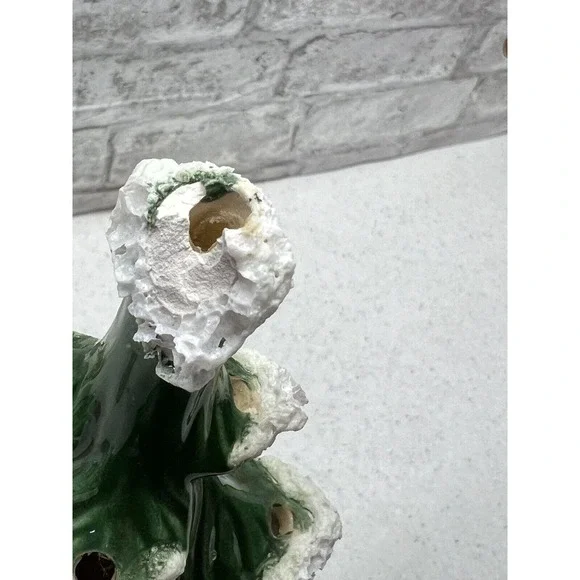 Atlantic Mold Ceramic Christmas Tree 14”NO BASE Evergreen Snow Flocked Vintage